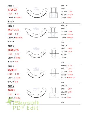 drum brake shoe thickness chart